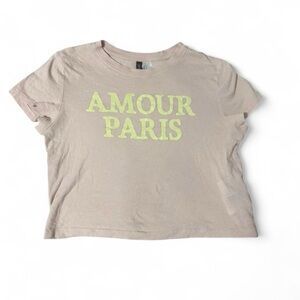 H & M Amour Paris Graphic Cropped T-Shirt